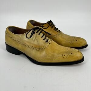 Bespoke Shoes Italy Wingtip Oxford EU 40 US Men 7-7.5 Women 9-9.5 Butter Yellow